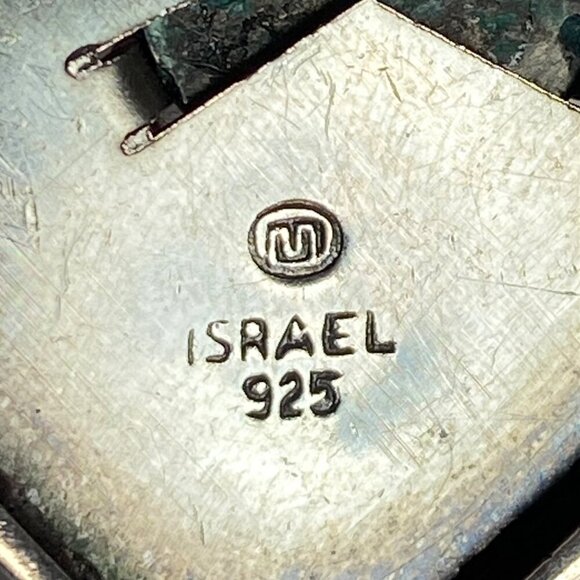 Sterling Silver 925 Israel 4" Modernist Style Eilat Stone Pendant Necklace 24" - Picture 11 of 16